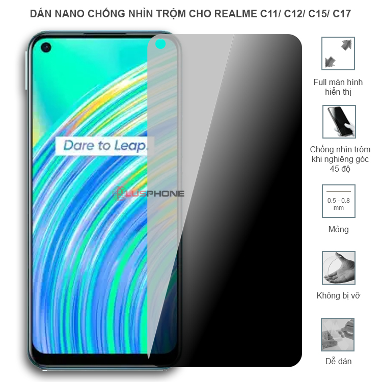 Dán cường lực dẻo chống nhìn trộm trong HD hoặc nhám AG cho Realme C11/ C12/ C15/ C17