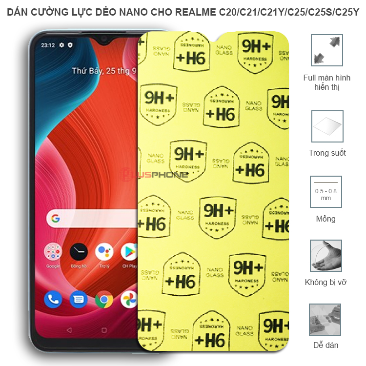 Dán cường lực dẻo trong hoặc nhám cho Realme C20/ C21/ C21y/ C25/ C25y/ C25s