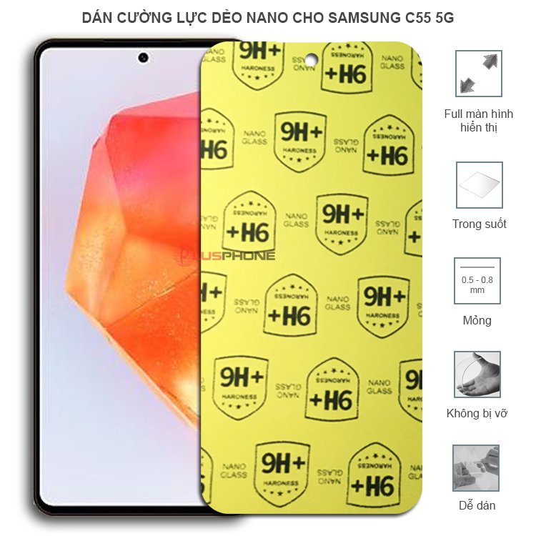 Dán cường lực dẻo trong hoặc nhám cho Samsung C55 5G