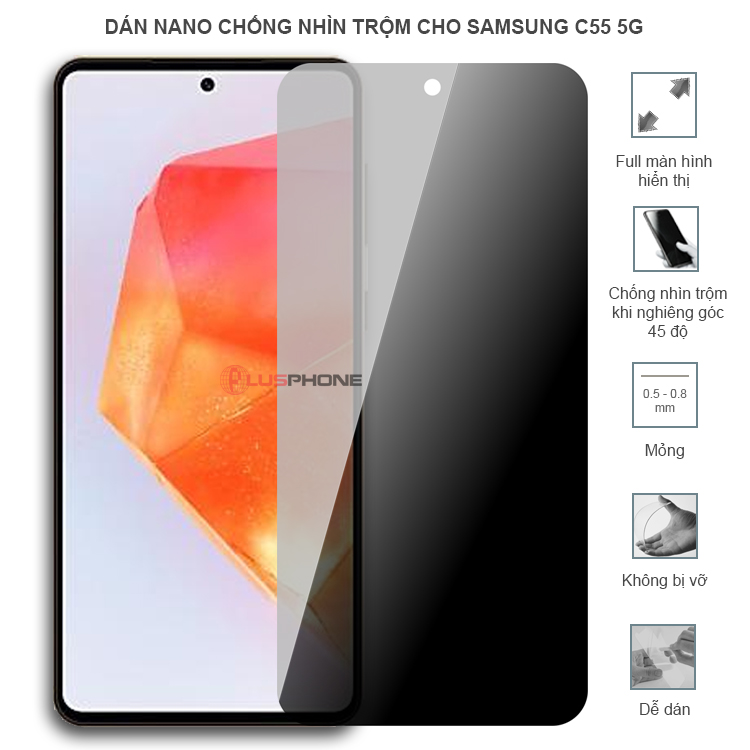 Dán cường lực dẻo chống nhìn trộm trong HD hoặc nhám AG cho Samsung C55 5G