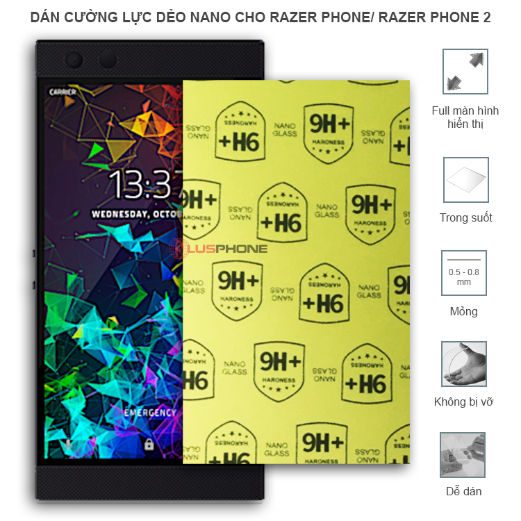Dán cường lực dẻo trong hoặc nhám cho Razer Phone/ Razer Phone 2