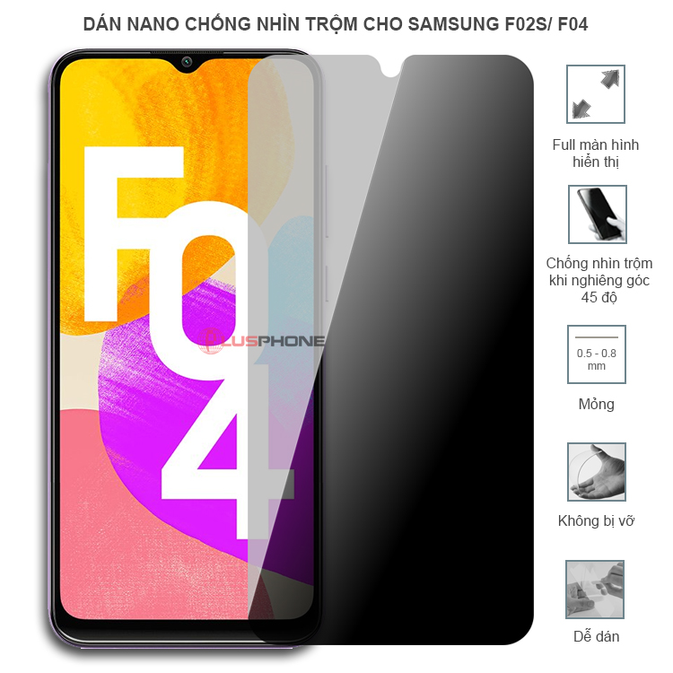 Dán cường lực dẻo chống nhìn trộm trong HD hoặc nhám AG cho Samsung F02s/ F04
