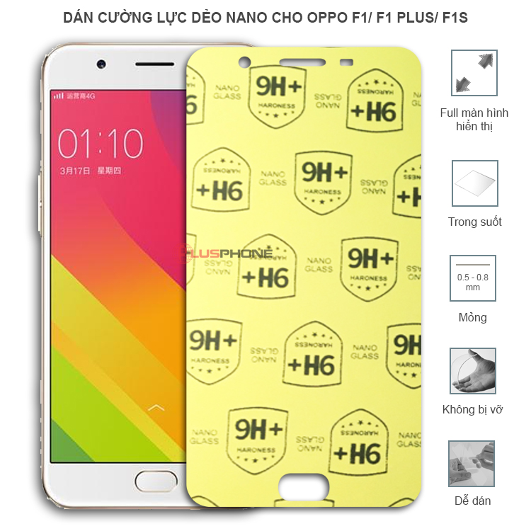 Dán cường lực dẻo trong hoặc nhám cho Oppo F1/ F1 Plus/ F1s