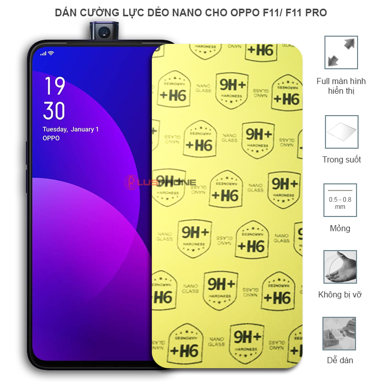 Dán cường lực dẻo trong hoặc nhám cho Oppo F11/ F11 Pro