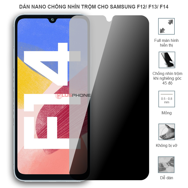 Dán cường lực dẻo chống nhìn trộm trong HD hoặc nhám AG cho Samsung F12/ F13/ F14