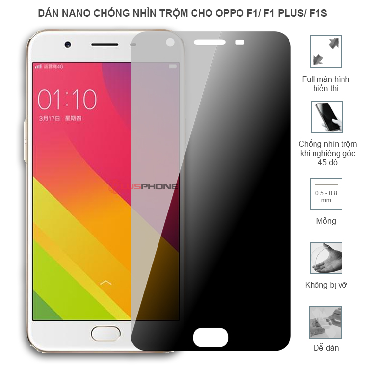 Dán cường lực dẻo chống nhìn trộm trong HD hoặc nhám AG cho Oppo F1/ F1 Plus/ F1s