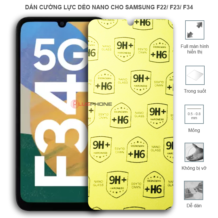Dán cường lực dẻo trong hoặc nhám cho Samsung F22/ F23/ F34