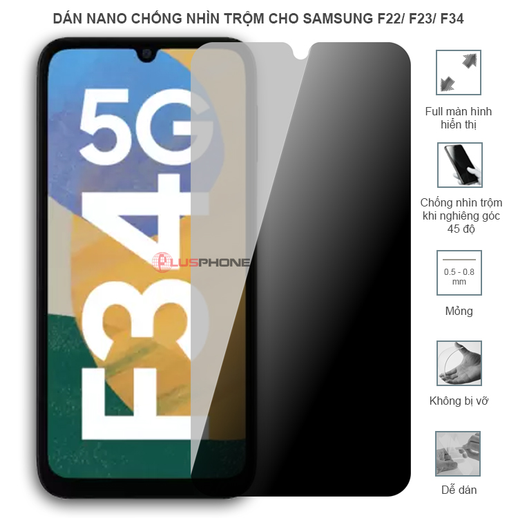 Dán cường lực dẻo chống nhìn trộm trong HD hoặc nhám AG cho Samsung F22/ F23/ F34