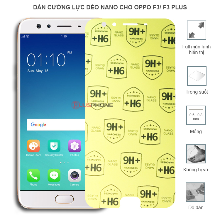Dán cường lực dẻo trong hoặc nhám cho Oppo F3/ F3 Plus
