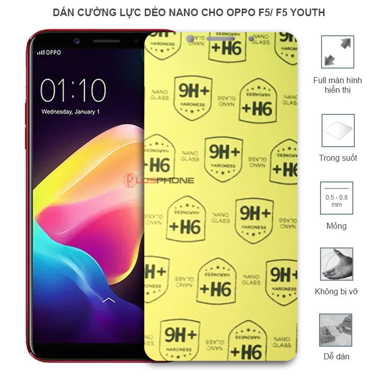 Dán cường lực dẻo trong hoặc nhám cho Oppo F5/ F5 Youth