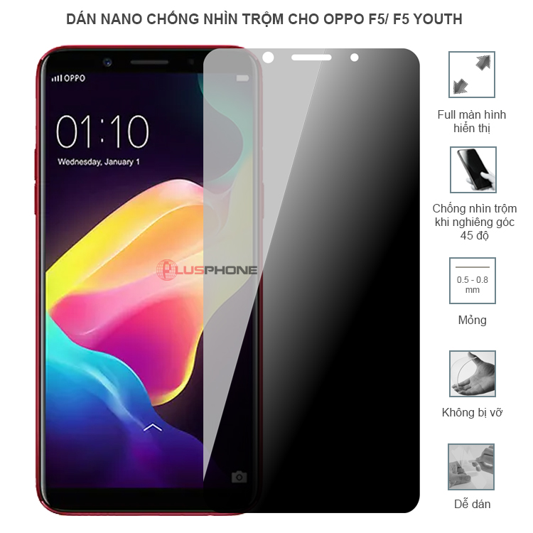 Dán cường lực dẻo chống nhìn trộm trong HD hoặc nhám AG cho Oppo F5/ F5 Youth