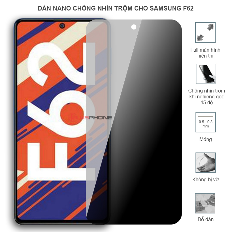 Dán cường lực dẻo chống nhìn trộm trong HD hoặc nhám AG cho Samsung F62