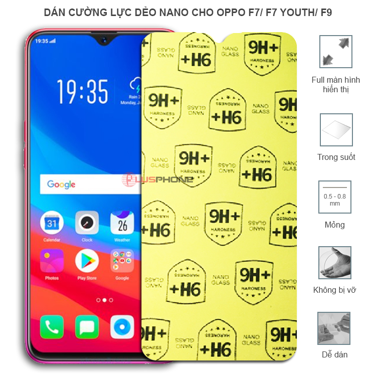 Dán cường lực dẻo trong hoặc nhám cho Oppo F7/ F7 Youth/ F9