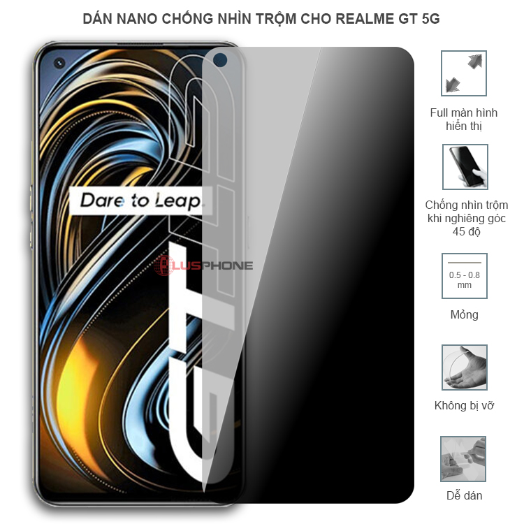 Dán cường lực dẻo chống nhìn trộm trong HD hoặc nhám AG cho Realme GT 5G