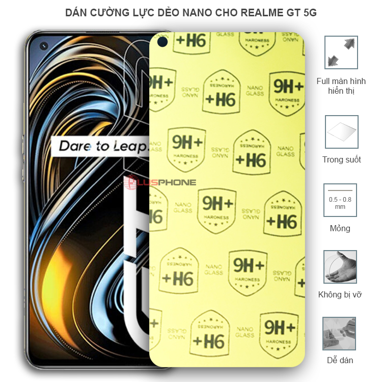 Dán cường lực dẻo trong hoặc nhám cho Realme GT 5G