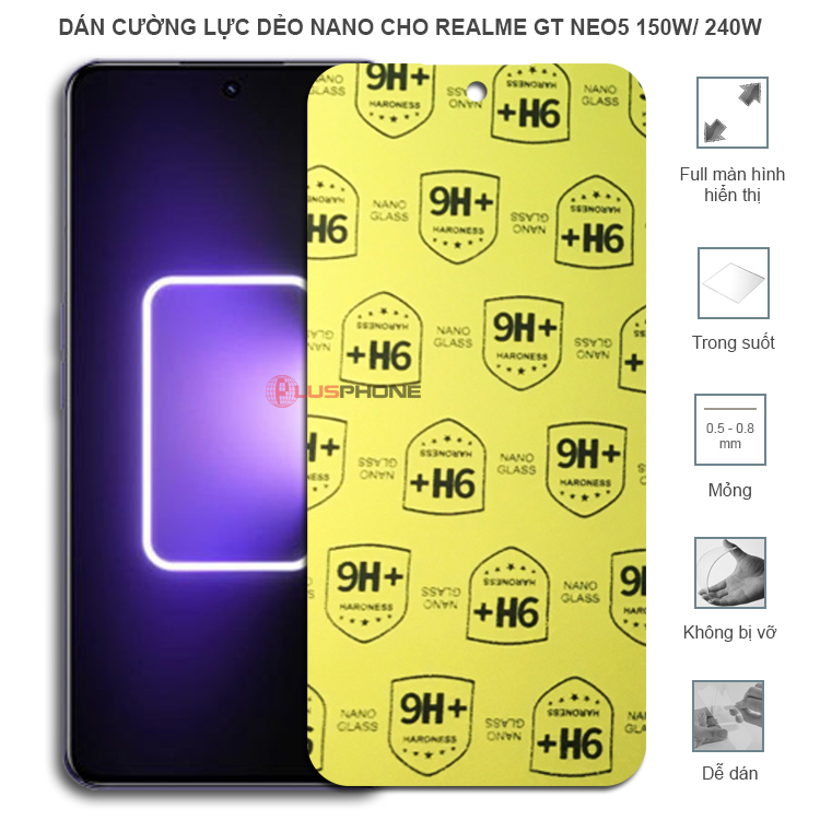 Dán cường lực dẻo trong hoặc nhám cho Realme GT Neo5 5G