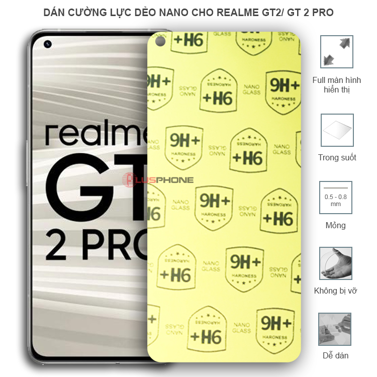 Dán cường lực dẻo trong hoặc nhám cho Realme GT2/ GT 2 Pro