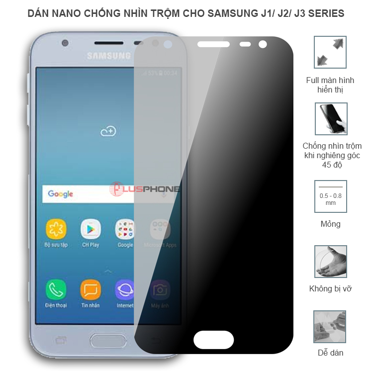 Dán cường lực dẻo chống nhìn trộm trong HD hoặc nhám AG cho Samsung J1 2016/ J2 Core/ J2 Prime/ J2 Pro/ J3 2016/ J3 Pro 2016/ J3 Pro 2017