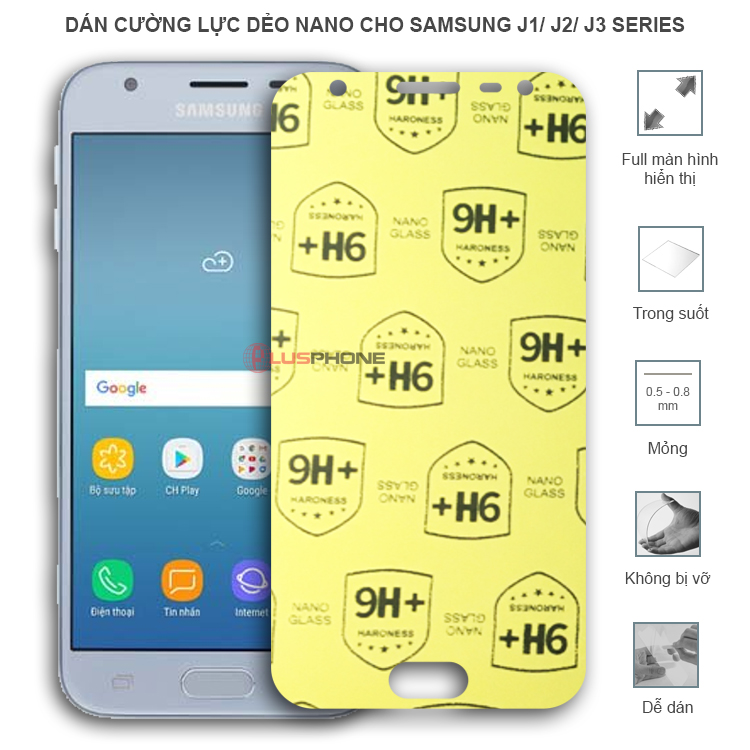 Dán cường lực dẻo trong hoặc nhám cho Samsung J1 2016/ J2 Core/ J2 Prime/ J2 Pro/ J3 2016/ J3 Pro 2016/ J3 Pro 2017