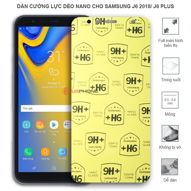 Dán cường lực dẻo trong hoặc nhám cho Samsung J6 2018/ J6 Plus