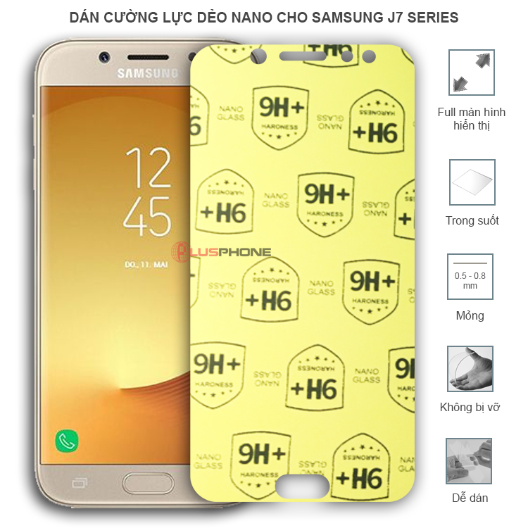 Dán cường lực dẻo trong hoặc nhám cho Samsung J7 2016/ J7 Core/ J7 Duo/ J7 Plus/ J7 Prime/ J7 Pro