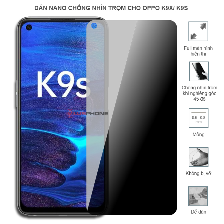 Dán cường lực dẻo chống nhìn trộm trong HD hoặc nhám AG cho Oppo K9x/ K9s