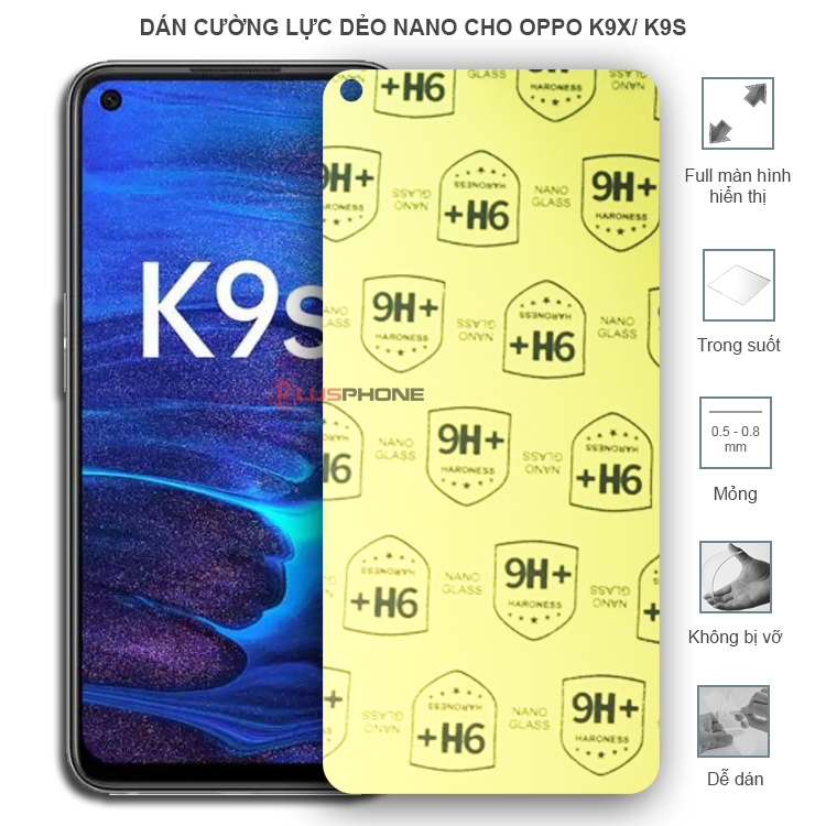 Dán cường lực dẻo trong hoặc nhám cho Oppo K9x/ K9s