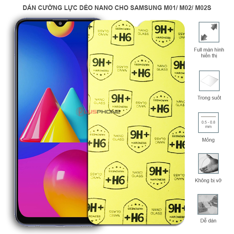 Dán cường lực dẻo trong hoặc nhám cho Samsung M01/ M02/ M02s