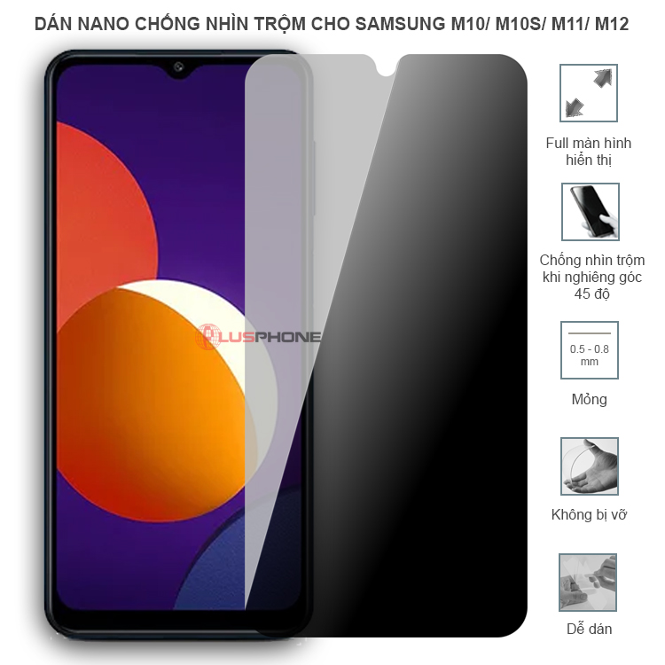 Dán cường lực dẻo chống nhìn trộm trong HD hoặc nhám AG cho Samsung M10/ M10s/ M11/ M12