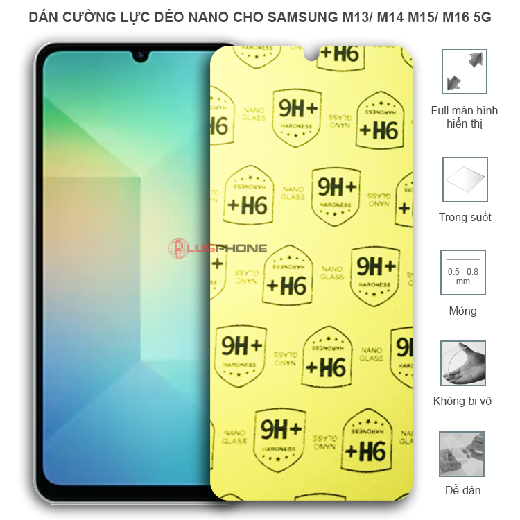 Dán cường lực dẻo trong hoặc nhám cho Samsung M13/ M13 5G/ M14 5G/ M15 5G/ M16 5G