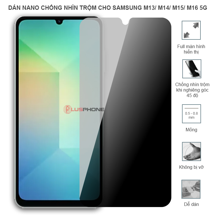 Dán cường lực dẻo chống nhìn trộm trong HD hoặc nhám AG cho Samsung M13/ M13 5G/ M14 5G/ M15 5G/ M16 5G