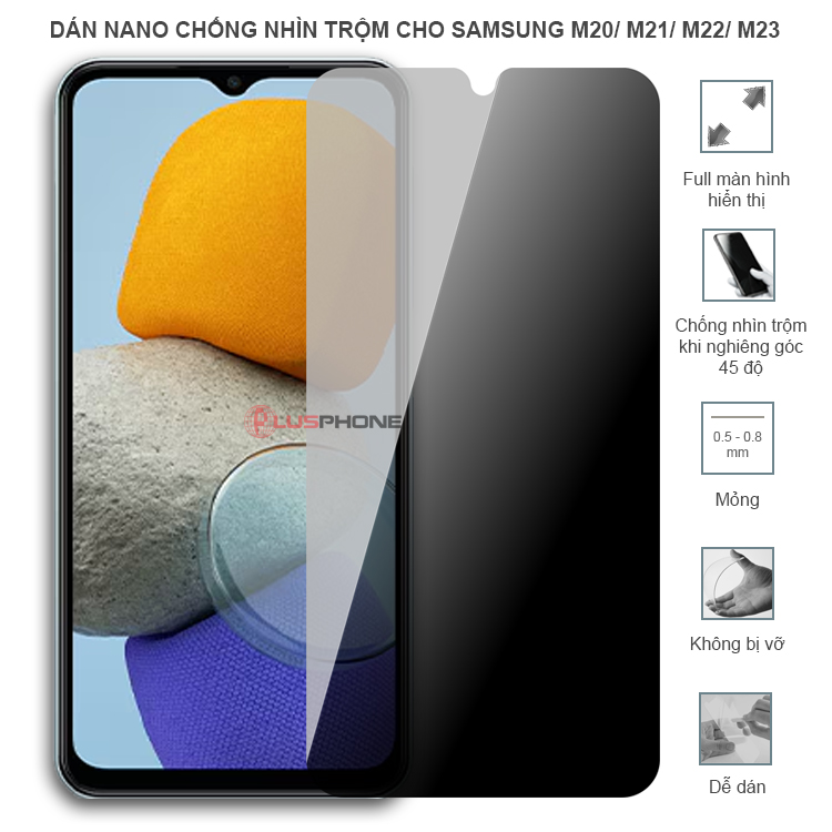 Dán cường lực dẻo chống nhìn trộm trong HD hoặc nhám AG cho Samsung M20/ M21/ M22/ M23