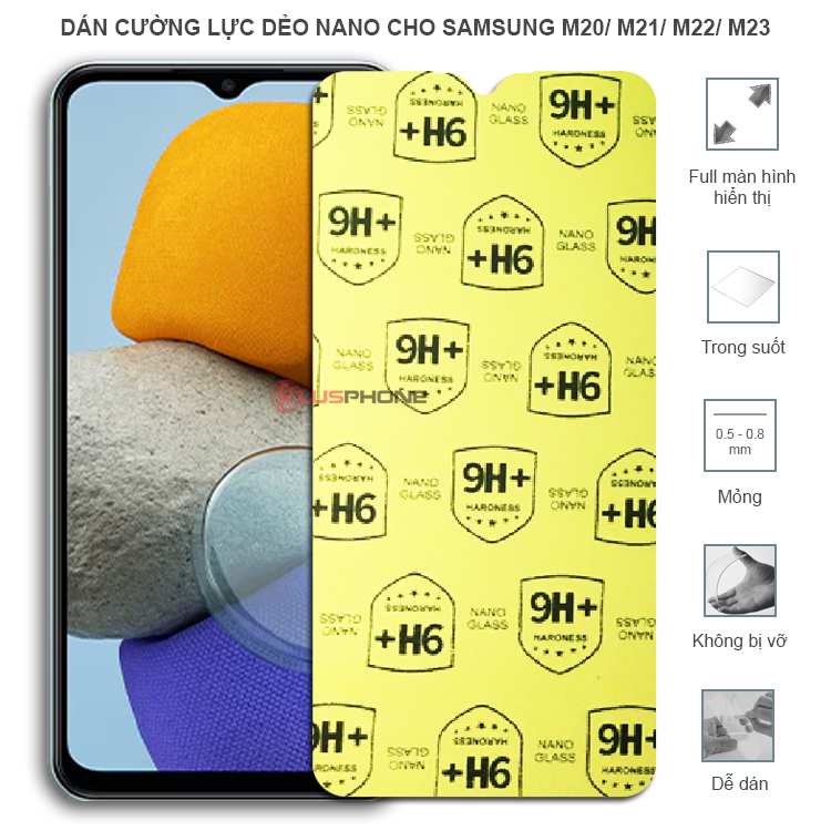 Dán cường lực dẻo trong hoặc nhám cho Samsung M20/ M21/ M22/ M23