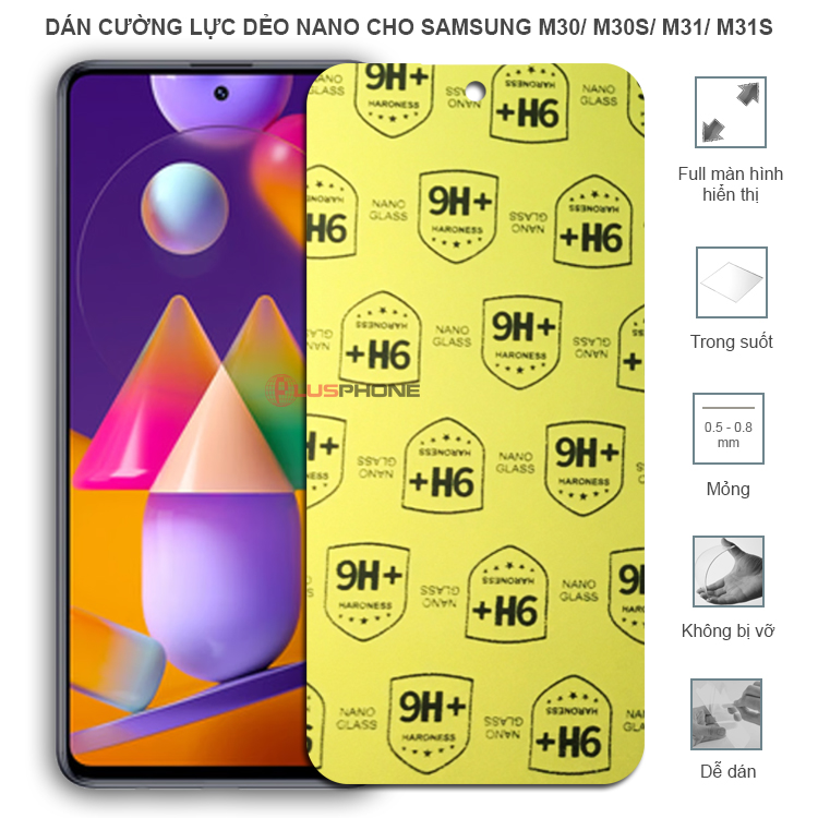 Dán cường lực dẻo trong hoặc nhám cho Samsung M30/ M30s/ M31/ M31s