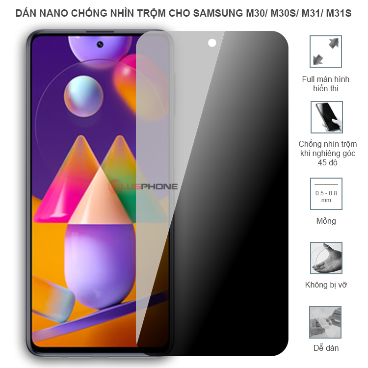 Dán cường lực dẻo chống nhìn trộm trong HD hoặc nhám AG cho Samsung M30/ M30s/ M31/ M31s
