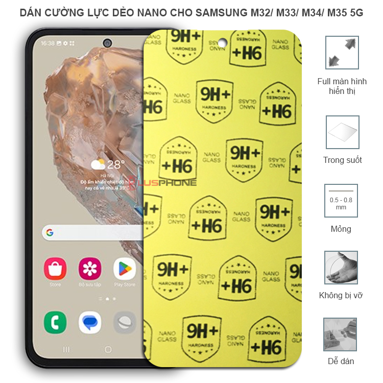 Dán cường lực dẻo trong hoặc nhám cho Samsung M32/ M32 5G/ M33/ M34 5G/ M35 5G