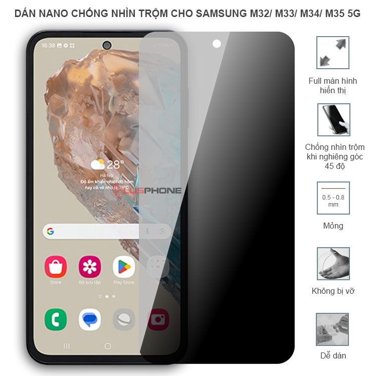 Dán cường lực dẻo chống nhìn trộm trong HD hoặc nhám AG cho Samsung M32/ M32 5G/ M33/ M34 5G/ M35 5G