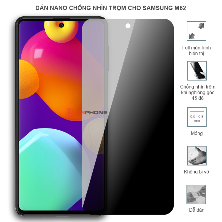 Dán cường lực dẻo chống nhìn trộm trong HD hoặc nhám AG cho Samsung M62