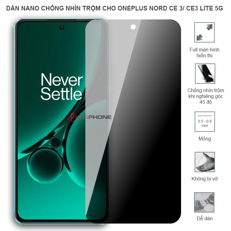 Dán cường lực dẻo chống nhìn trộm trong HD hoặc nhám AG cho OnePlus Nord CE3 5G/ CE 3 Lite 5G