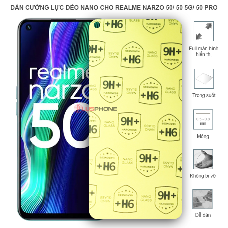 Dán cường lực dẻo trong hoặc nhám cho Realme Narzo 50/ Narzo 50 5G/ 50 Pro