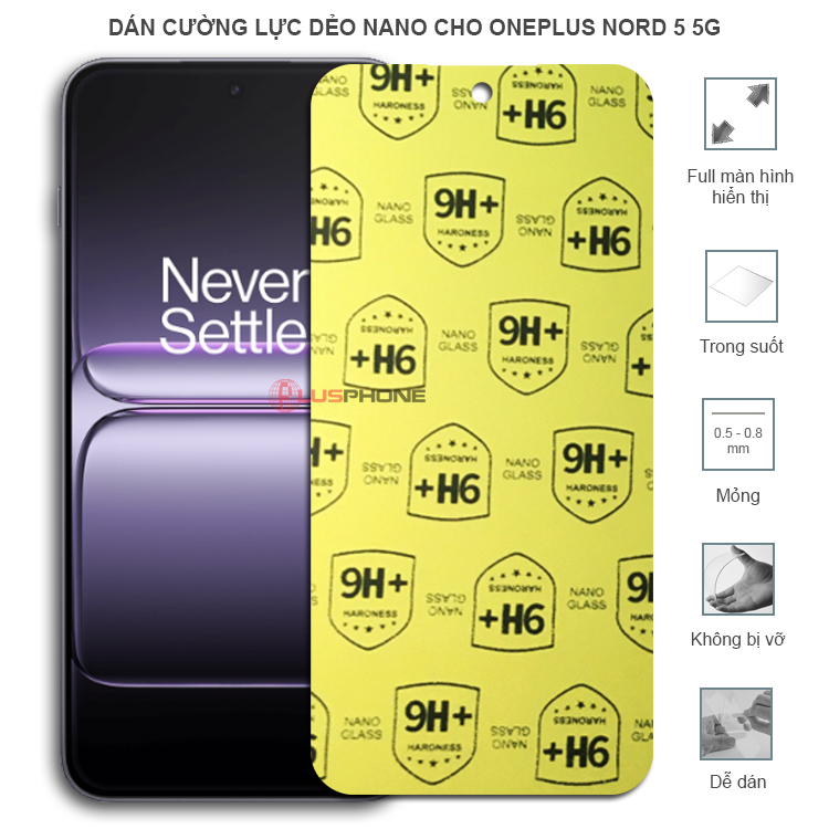 Dán cường lực dẻo trong hoặc nhám cho OnePlus Nord 5 5G