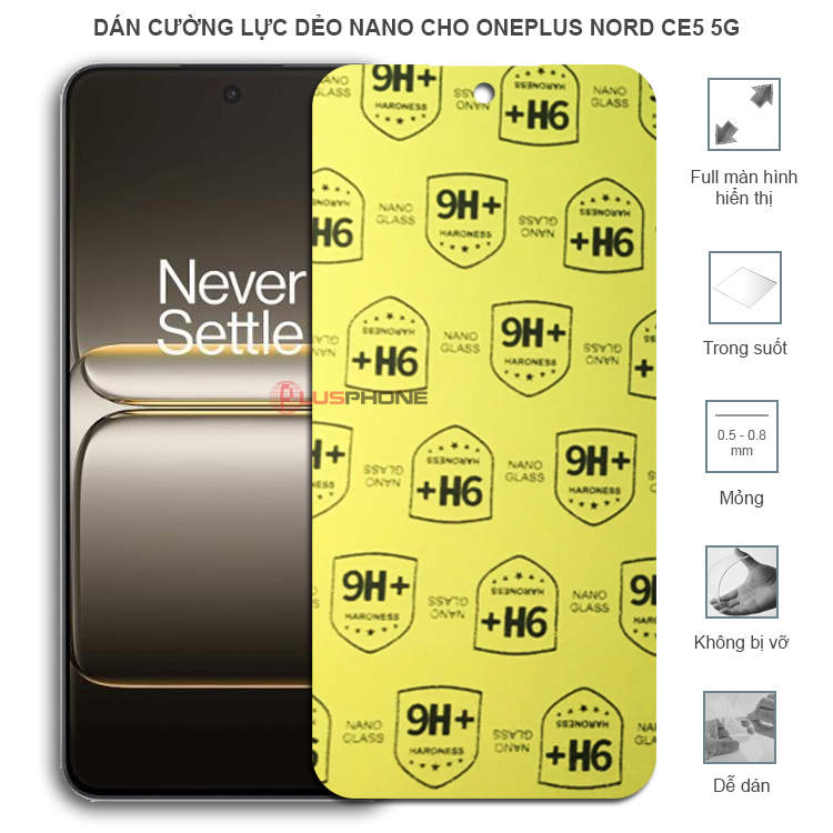 Dán cường lực dẻo trong hoặc nhám cho OnePlus Nord CE5 5G
