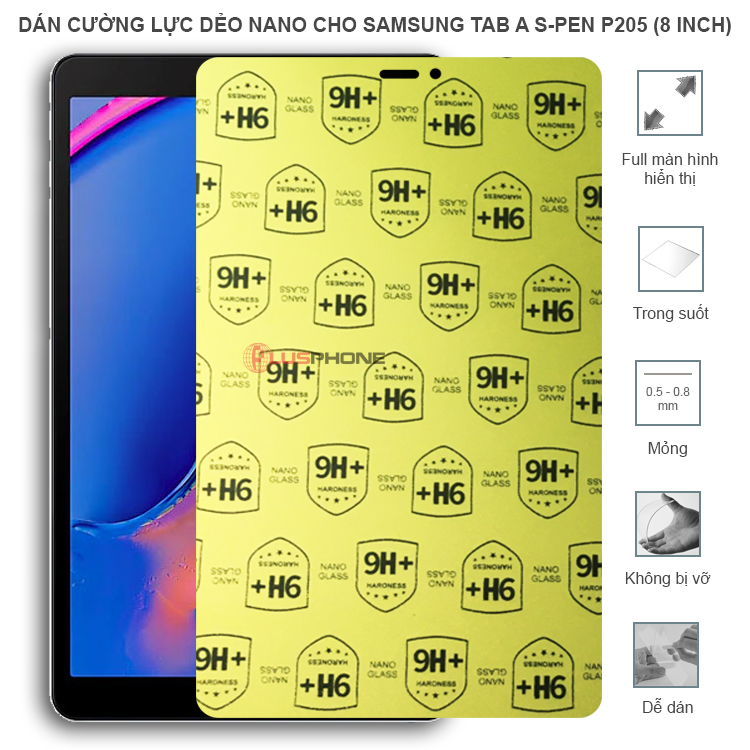 Dán cường lực dẻo trong hoặc nhám cho Samsung Tab A8 Spen P205 (8 inch)