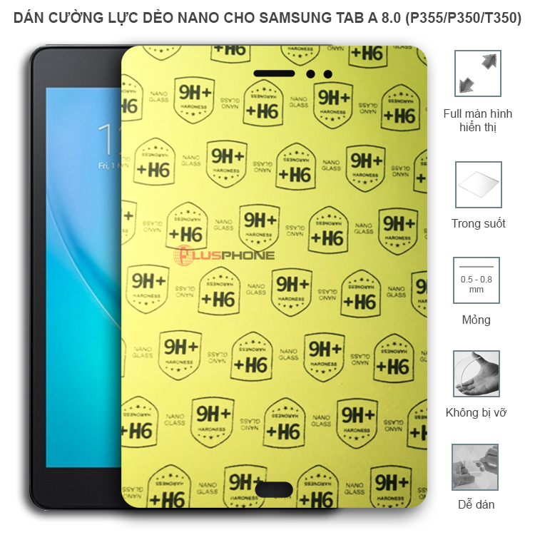 Dán cường lực dẻo trong hoặc nhám cho Samsung Tab A 8.0 P355/ P350/ T350 (8 inch)