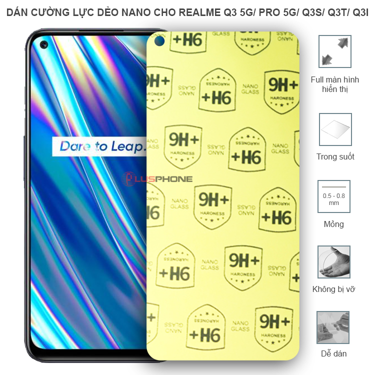 Dán cường lực dẻo trong hoặc nhám cho Realme Q3 5G/ Q3 Pro 5G/ Q3i/ Q3s/ Q3t