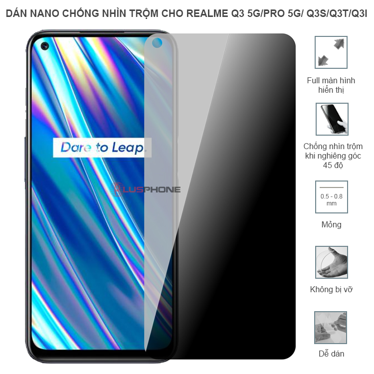 Dán cường lực dẻo chống nhìn trộm trong HD hoặc nhám AG cho Realme Q3 5G/ Q3 Pro 5G/ Q3i/ Q3s/ Q3t