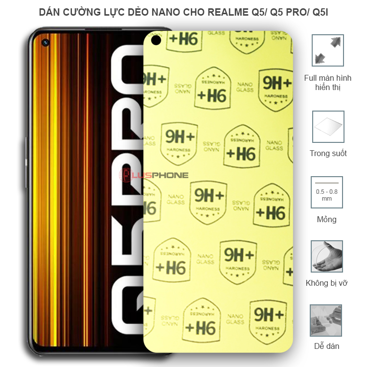Dán cường lực dẻo trong hoặc nhám cho Realme Q5/ Q5 Pro/ Q5i