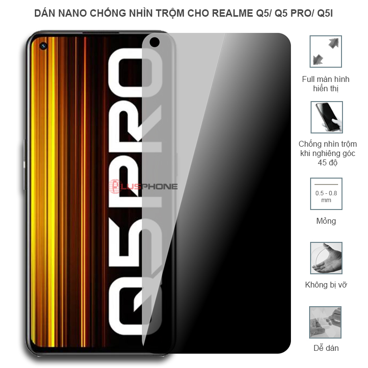 Dán cường lực dẻo chống nhìn trộm trong HD hoặc nhám AG cho Realme Realme Q5/ Q5 Pro/ Q5i