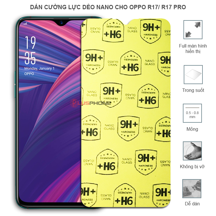 Dán cường lực dẻo trong hoặc nhám cho Oppo R17/ R17 Pro