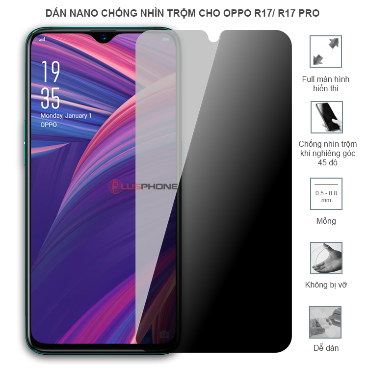 Dán cường lực dẻo chống nhìn trộm trong HD hoặc nhám AG cho Oppo R17/ R17 Pro